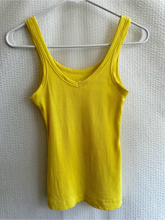 Tops - BANANA REPUBLIC Yellow Ribbed Tank Top Size XS Petite Cotton Stretch Scoop Neck